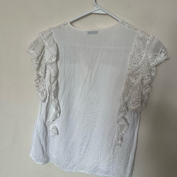 Sandro White Lace Ruffle Blouse - Picture 2 of 5